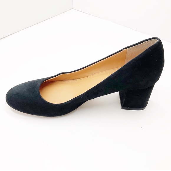 {J. Crew} Black Suede Round Toe Block Heel Pumps - Picture 2 of 16